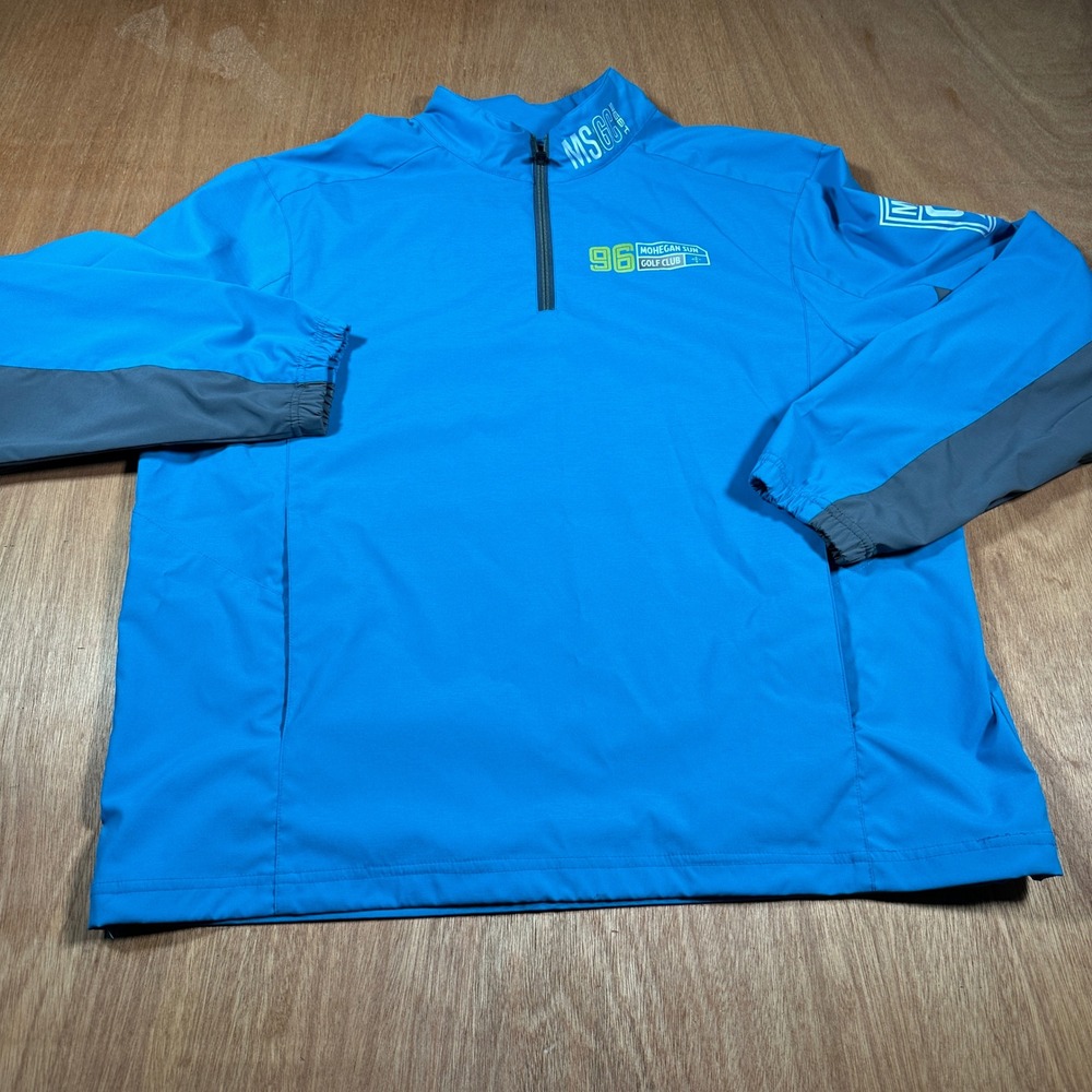 Zero Restriction Pullover Men XL Blue Mohegan Sun Golf Club Quarter Zip Jacket